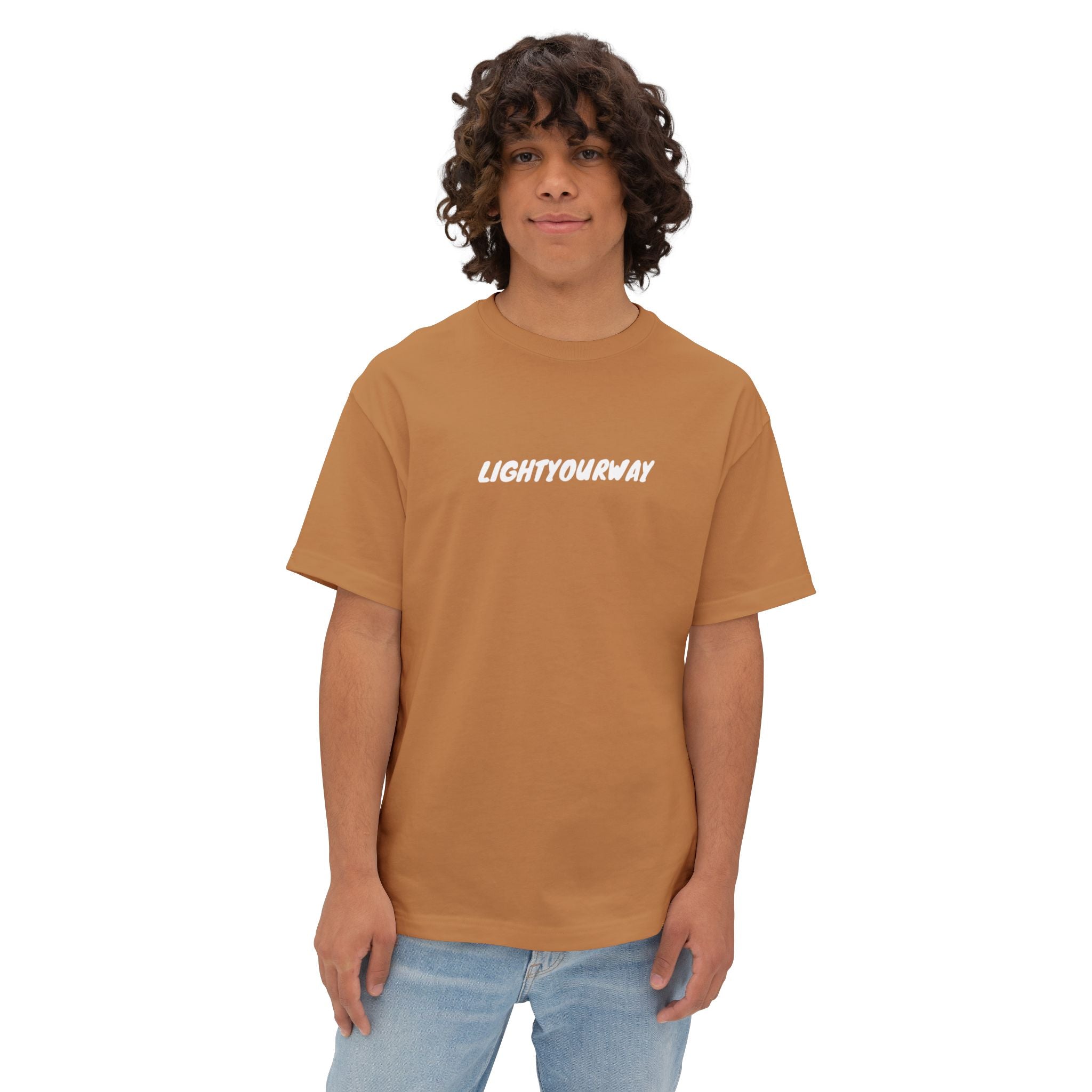 "Light Your Way" light brown unisex Boxy Tee