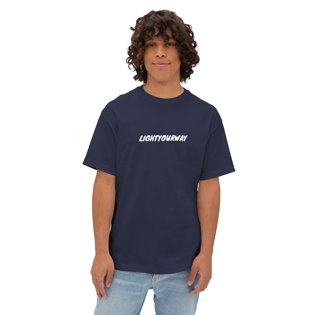 "Light Your Way" blue Unisex Oversized Boxy Tee