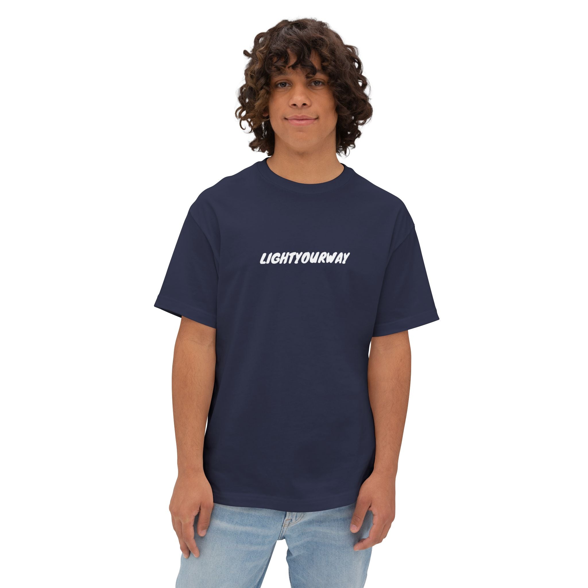 "Light Your Way" blue Unisex Oversized Boxy Tee